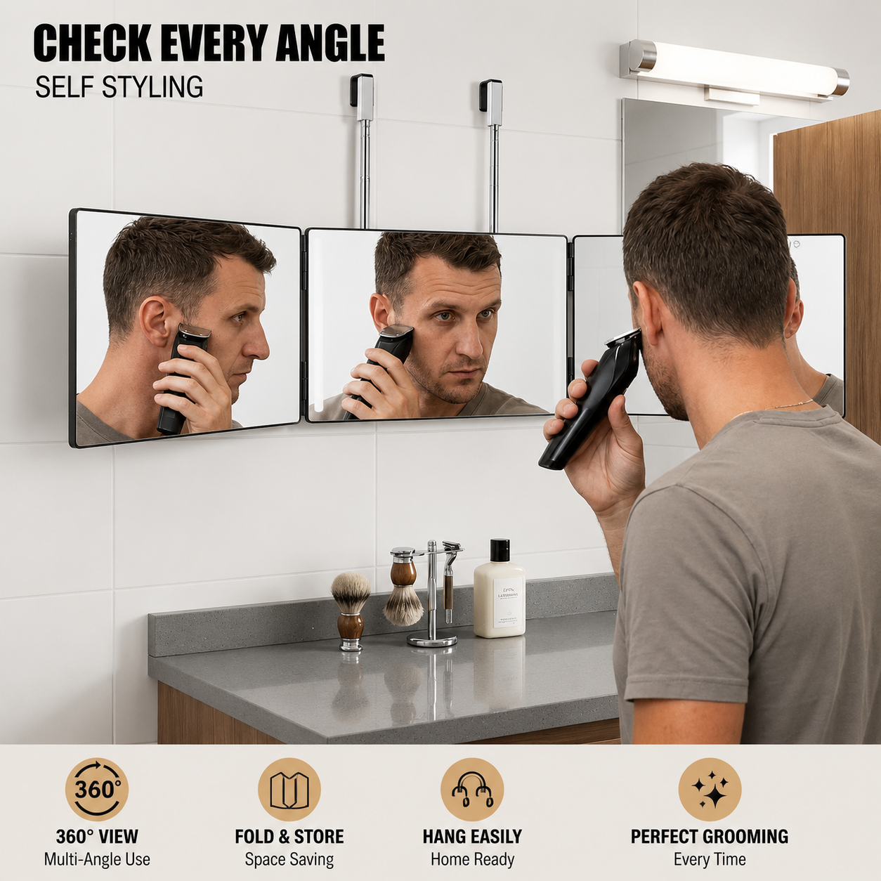 The 360 Mirror™ | Tri-Fold Makeup & Hair Mirror