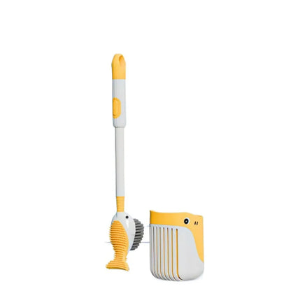 Space Saving Silicone Toilet Brush Set Non-Slip Cute Toilet Scrubber Durable Wall-Mounted Toilet Cleaner with Holder Sinks