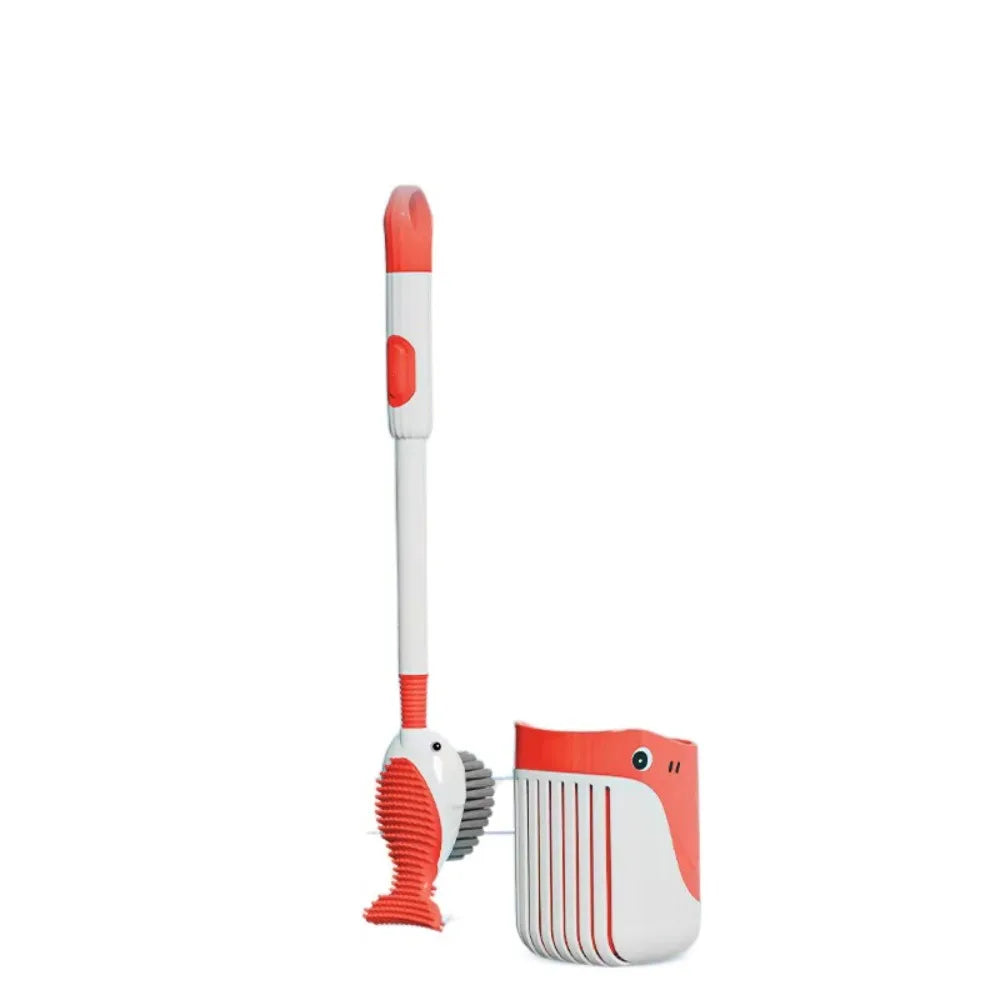 Space Saving Silicone Toilet Brush Set Non-Slip Cute Toilet Scrubber Durable Wall-Mounted Toilet Cleaner with Holder Sinks