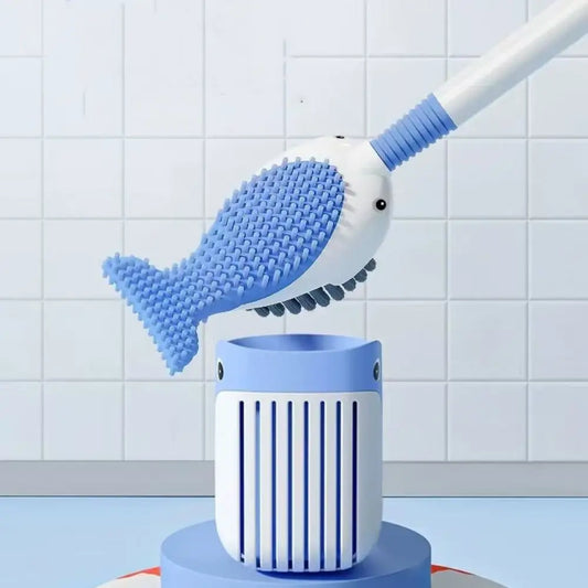 Space Saving Silicone Toilet Brush Set Non-Slip Cute Toilet Scrubber Durable Wall-Mounted Toilet Cleaner with Holder Sinks