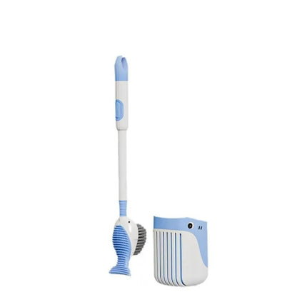 Space Saving Silicone Toilet Brush Set Non-Slip Cute Toilet Scrubber Durable Wall-Mounted Toilet Cleaner with Holder Sinks