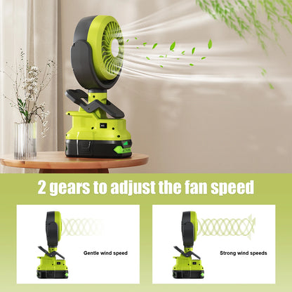 Turpow Cordless Fan For Roybi P108 P107 Battery 18V Fan Light 2 in 1 Compatible With Roybi 18V Li-ion Batteries Wireless fan